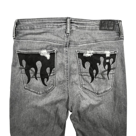 American Eagle Super Hi Rise Jegging Women's 8 Long Distressed Flame Hem Pockets - Picture 9 of 16
